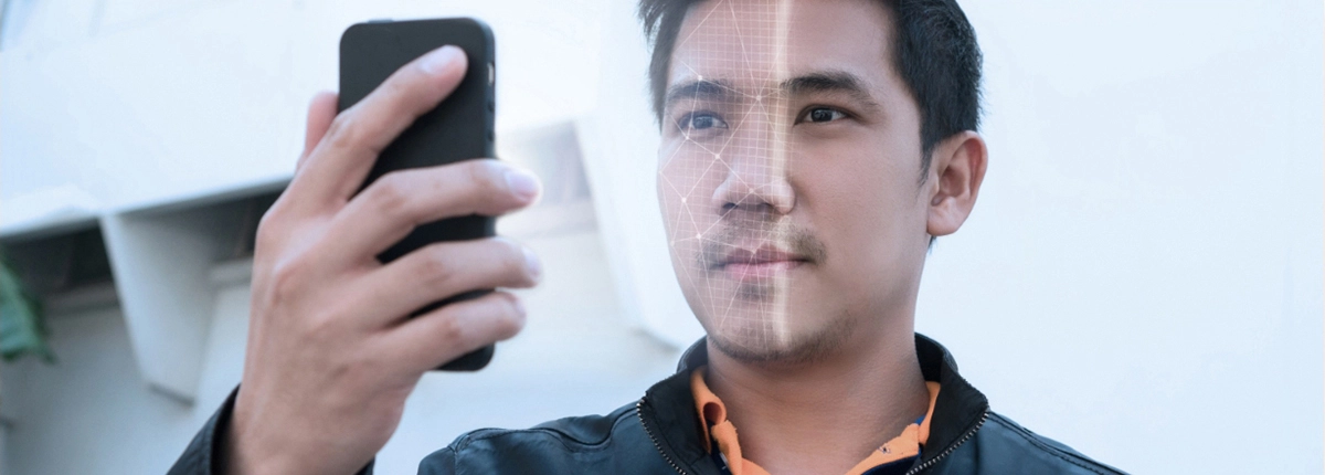 digital composite image man using mobile phone